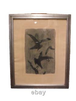 Original 1963 George Braques Birds In Flight Etching &authentication Vintage
