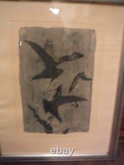 Original 1963 George Braques Birds In Flight Etching &authentication Vintage