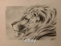 Original pencil drawing Set Of African Lion, Rhino, Elephant, Leopard, Buffalo