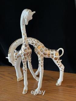 Pair / Set Frank Engle MCM Art Pottery Giraffes original label