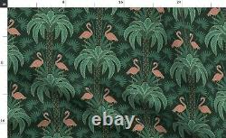 Palm Trees Flamingo Art Deco 100% Cotton Sateen Sheet Set by Spoonflower