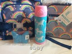 Pottery barn SET Rainbow Heart LARGE BACKPACK+LUNCH box+WATER+Bag Unicorn school