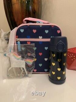 Pottery barn SET Rainbow LARGE HEART BACKPACK+Water bottle+Lunch BOX+Unicorn bag