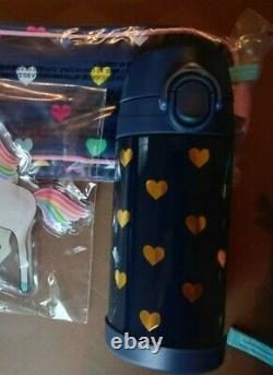 Pottery barn SET Rainbow LARGE HEART BACKPACK+Water bottle+Lunch BOX+Unicorn bag