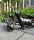 Rare Bronze Cats Kittens Art Nouveau Inspired Sculptures Set Of 2 Patina