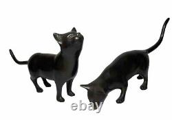 RARE BRONZE CATS KITTENS ART NOUVEAU INSPIRED SCULPTURES SET Of 2 PATINA