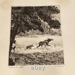 RH Palenske Etching Set Whirlaway Startled Mallards Outlaw Heading for Safety