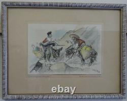 Rare Set of 6 Donkey Tails by Carl Ernest Fischer 1947 Signed Lithographs