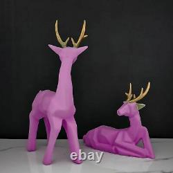 Resin Reindeer Couple Showpiece Modern Art Deer Statue Animal Figurine Set of 2