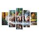 Running Horse Animals Picture Print Painting 5 Panel Canvas Wall Art Home Decor