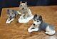 Sandra Brue Sandicast Set Of 3 Sculptures Snow Wolfs 1994-1987 Blue Eyed Husky