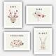 Set Of 4 Nursery Art Prints Posters Spring Forest Animals New Baby Decor Picture