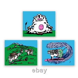 SIGNED Jim Pollock COWS ON VACATION Waterwheel Set Posters