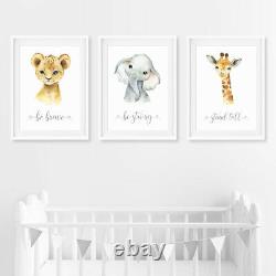 Safari Animal Baby Nursery Prints Set Childrens Bedroom Wall Art Pictures Decor