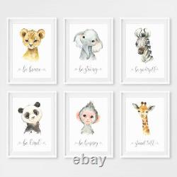 Safari Animal Baby Nursery Prints Set Childrens Bedroom Wall Art Pictures Decor