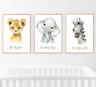 Safari Jungle Animals Nursery Prints Set, Baby Kids Room Pictures Wall Art Decor