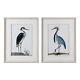 Set 2 Coastal Heron Wall Art Prints Birds Audubon Vintage Style Wood Frame