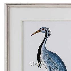 Set 2 Coastal Heron Wall Art Prints Birds Audubon Vintage Style Wood Frame
