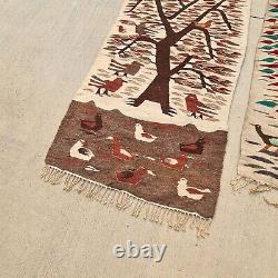 Set 3 Vintage South American Woven Wool Birds Tree Wall Hanging Tapestry Art