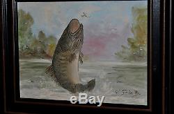 Set Of 3 Fish Paintings Rainbow Trout Bass by listed artist