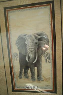 Set Of 4 D. S. Martin African Animal Print Artwork 23x17 In Faux Bamboo Frames