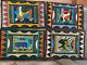 Set Of 4 Karossworkers African Embroidered Placemats Animals Folk Art 16.5x12
