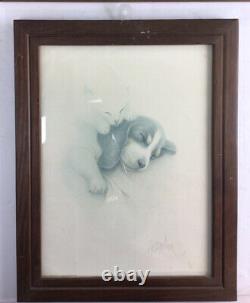 Set Of 5 Vintage Bob Harrison Signed Cat Drawing Prints Framed
