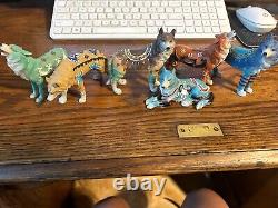 Set Of 6 Different Westland Call Of The Wolf Tribal Art Figures & Free Shipping
