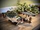 Set Of 2 Vtg. Folk Art Hand Carved/painted Wooden Fish Mounted On Driftwood