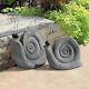 Set Of 2 Whimsical Giant Large Garden Snail Statues Yard Art Sculpture Figurines
