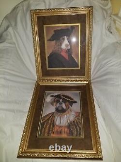 Set of 2 framed Pet Portraits by Carol Lew