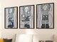 Set Of 3 Gray And Blue Kaws Art Pieces Canvas Wall Home Decor Portrait Gallery