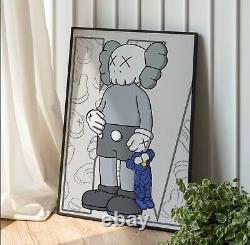 Set of 3 Gray And Blue Kaws Art pieces canvas wall home decor Portrait Gallery