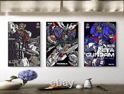 Set of 3 Gundam Art pieces canvas wall art home decor Portrait Gallery