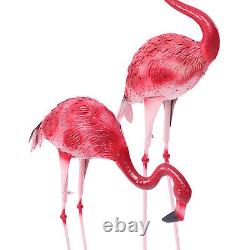 Set of 3 Realistic Garden Flamingo Outdoor Statue Pink Animal Yard Art Decor