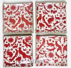 Set of 4 CLAYLICIOUS CERAMICS Studio Art Pottery Appetizer Tapas Square Plates