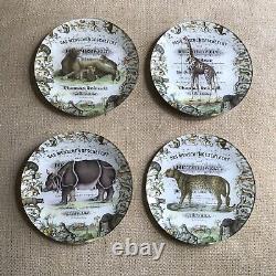 Set of 4 John Derian Decoupage Glass Art Plates African Animals Signed Retired