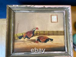 Set of 4 KILLER antique rooster prints after henry alken cock fight orig frames