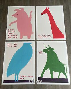 Set of 4 x DAVID SHRIGLEY Animals in Art Posters / Prints 80cm x 60cm MINT