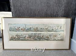 Set of 5 Antique Prints Henry Alken A Hunting Trip To Melton Mowbray Framed Aqua