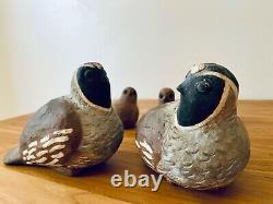 Set of 5 Vintage Ceramic Abstract Quail Sculptures by Hans Sumpf Artist Haire