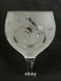 Set of 6 Leandra Drumm Etched Frosted Art Glass Wine Glasses Desert Lizards