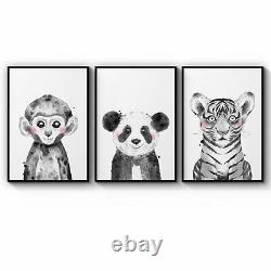 Set of Blushing Jungle Animals Nursery Wall Art Print, Canvas or Framed