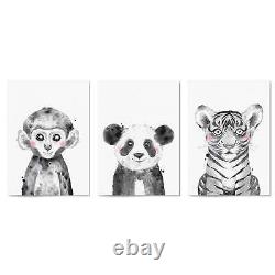 Set of Blushing Jungle Animals Nursery Wall Art Print Poster, Framed or Canvas