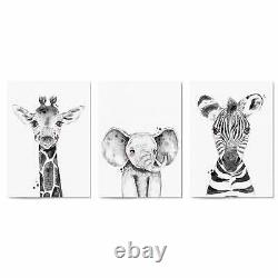 Set of Blushing Safari Animals Nursery Wall Art #1
