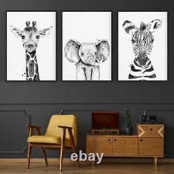 Set of Blushing Safari Animals Nursery Wall Art #1