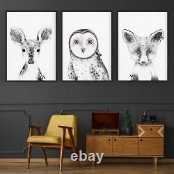 Set of Blushing Woodland Animals Nursery Wall Art