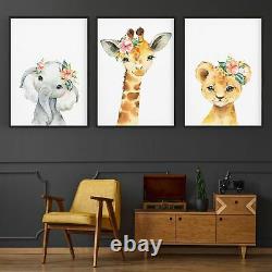 Set of Cute Baby Safari Animals Nursery Wall Art #3