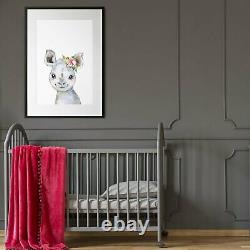 Set of Cute Baby Safari Animals Nursery Wall Art #4 Print, Canvas or Framed