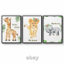 Set of Cute Baby Safari Animals Nursery Wall Art #5 Print, Canvas or Framed